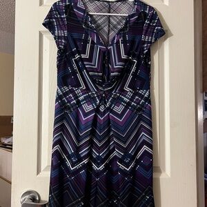 Chic Geometric Purple Midi Dress